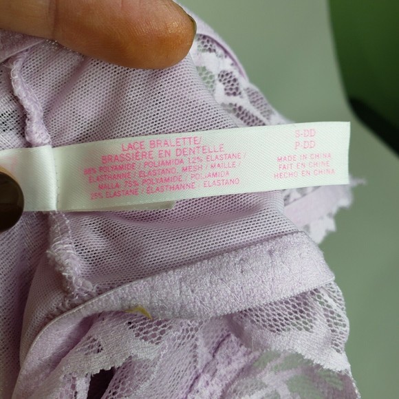 Victoria's Secret PINK Lavender Wildflower Lace High Neck Push Up Bralette S-DD - Picture 5 of 8